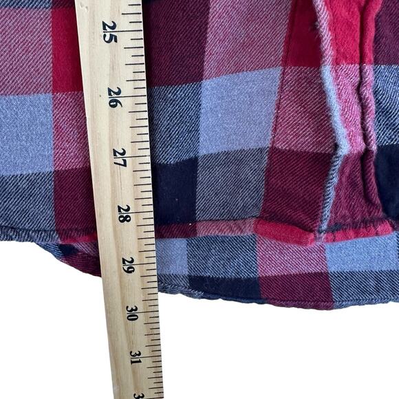 Eddie Bauer Red Plaid Button Up Flannel Shirt Women XL Western Cabincore Outdoor - Picture 7 of 12